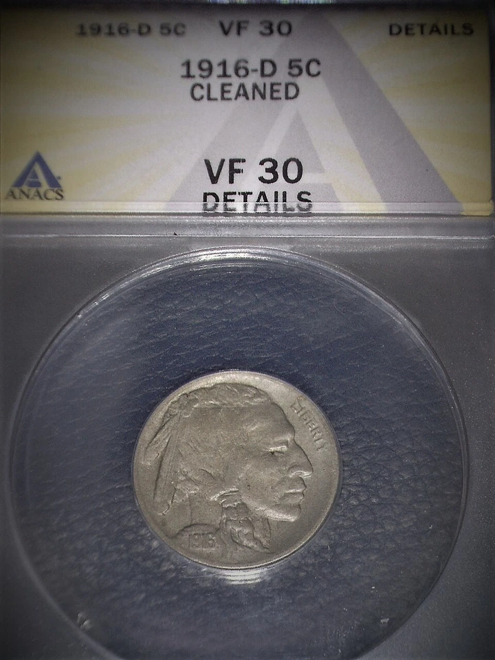 1916-D Buffalo Nickel, ANACS VF30, Tough Date, Clean Coin - Image 1 of 2