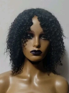 Brazilian Human Hair Afro Kinky Curly Short  Wig 12inches - Picture 1 of 4