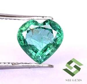 Certified Natural Emerald Heart Shape Cut 6.80x6.50 mm Zambia Loose Gemstone - Picture 1 of 6