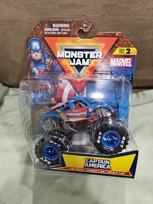 New Monster Jam Marvel Series 2 Captain America 1:64 Scale FAST SHIPPING  - Image 1 of 2