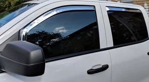 Chrome In-Channel Mount Rain Guards for 2014-2018 Silverado Sierra Full Crew Cab - Picture 1 of 9