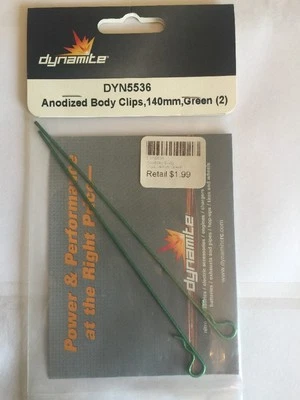 Dynamite Anodized Body Clips 140mm Metallic Green 2 Pack DYN5536 - Image 1 of 3