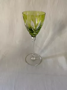 Saint Louis Verre à Vin/ Cristal Overlay Vert Modèle " Monaco " Estampillé - Imagen 1 de 16