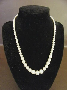 Silver Tone Graduated Bead Necklace With Fish Hook Style Clasp - Picture 1 of 4