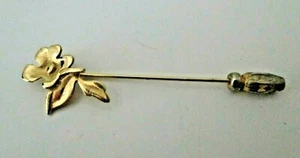 Vintage Gold Plated Flower and Leaves Stickpin  - Picture 1 of 6
