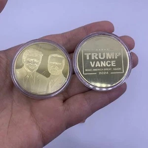 1 Stück 2024 US Präsident Trump Vance Gold Make America Great Again 2024 Münze - Bild 1 von 4