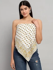 Sciarpa donna cotone morbido blocco a mano stampa fiori quadrata stola indiana 40" - Foto 1 di 8