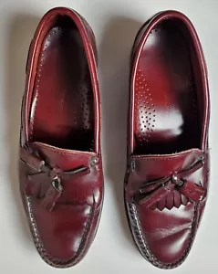 LL Bean Tassel Goodyear Neolite Soles Burgundy Loafers Vintage Slip On Mens 10.5 - Picture 1 of 8