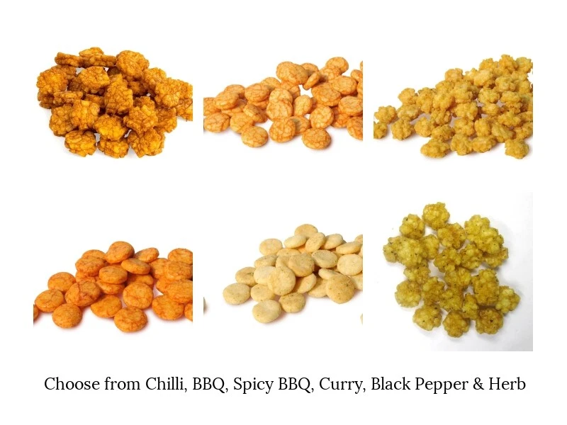 Rice Crackers - Chilli BBQ Curry Black Pepper Herb Baked Fried Thai Sweet Spicy - Image 1 of 1