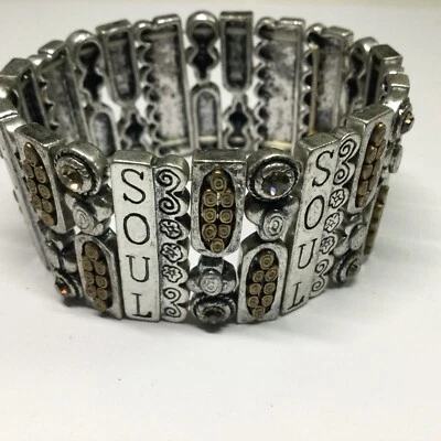 Breites Metall Armband Original Schmuck  mit Steinchen Soul - Bild 1 von 4