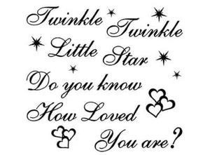 Twinkle Little Star 2 pcs 3.5 Inch Black Fused Glass Decals - Picture 1 of 1