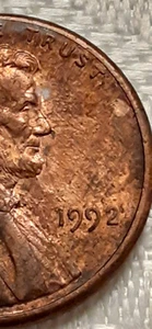 1992 P Lincoln Wide Am Multiple Strike Obverse Extreme Die Clash Penny - Picture 1 of 24