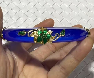 High Quality Enamel Blue Star Sapphire Bangle Lab-Created Corundum Bangle 1Pcs - Picture 1 of 4