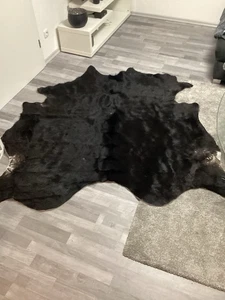 Schwarzes Kuhfell 185x185 Rinderfell - Bild 1 von 11