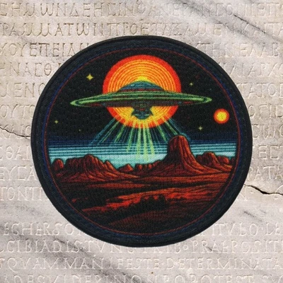 UFO Patch Embroidered Iron-on Applique Unexplained Mystery Alien Desert Area 51 - Image 1 of 4