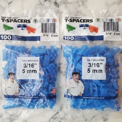 2 PACK - Tavy 3/16" 5mm Two-Sided T-Spacers 200 Total Units 1 Bag = ~90 Tiles - Image 1 of 3