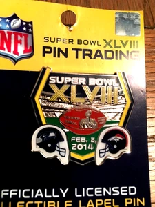 SUPER BOWL XLVIII PIN NY NJ DUELING SEATTLE SEAHAWKS 2014 DENVER BRONCOS NFL - Picture 1 of 3