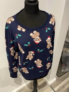 Peacocks Teddy Bear Christmas Sweater Jumper Size 20 Chest 44 - Picture 1 of 3