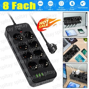 Regleta de enchufes 8 velocidades 3 USB enchufe múltiple con enchufe plano e interruptor - Imagen 1 de 27