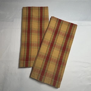 Pair Crate & Barrel Curry Dish Towel Spice Twill Check Fall Plaid Set 2 - Picture 1 of 5