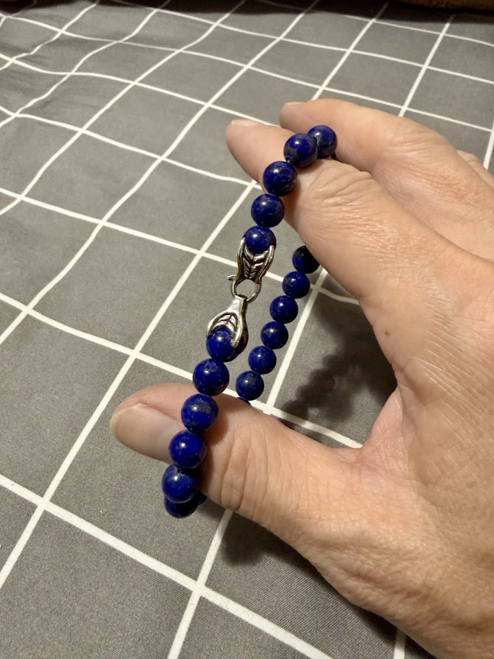 Pulsera de cuentas de lapislázuli de plata de ley para hombre David Yurman, 8 mm Foto 1 de 1