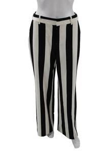 Pantalones de vestir Alice + Olivia para mujer negros a rayas mezcla de poliéster talla 4 - Imagen 1 de 4