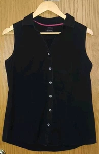 Talbots Camicetta Senza Maniche Senza Stiro con Bottoni Donna Taglia 8 Nero Misto Cotone... - Foto 1 di 7