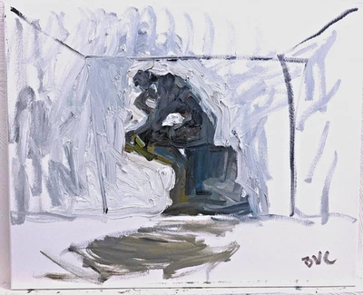 Pintura al óleo The Thinker interior abstracto cubista 16”x20” lienzo original firmado Foto 1 de 3