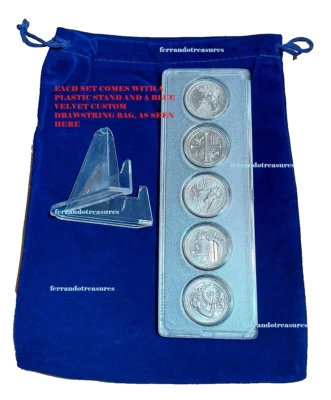 2019 W Complete 5 Quarter Set - With Stand and Custom Blue Pull String Bag 1 - Image 1 of 3