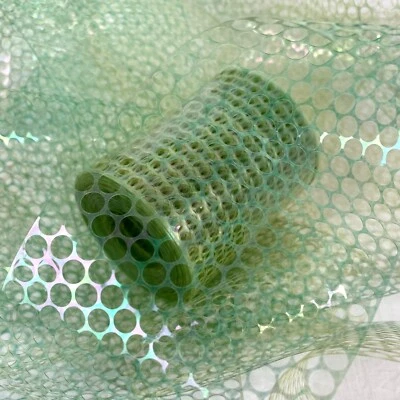 Lt Green Punchinella Sequin Mesh 10 yds 3.5in Wide Metalic Halloween Christmas - Image 1 of 4