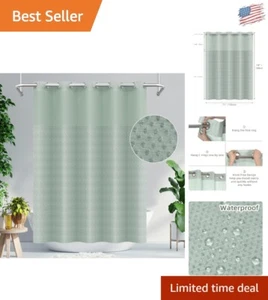 Luxury Green Shower Curtain Set with Removable Waterproof Liner - 71x74 inches - Picture 1 of 9