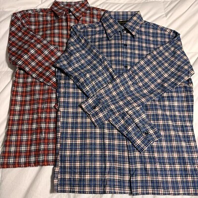 2 NOS New Vintage JCPenney Flannel Long Sleeve Button Up Shirts Sz. M-S 14 & 15 - Image 1 of 4