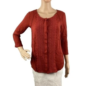 Anthropologie Maeve Crescent Street Blouse Size 0 Rust Red - Picture 1 of 7