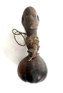 Afrique CONGO - Calebasse de médecine en bois sculpté - 18 cm - Picture 1 of 3
