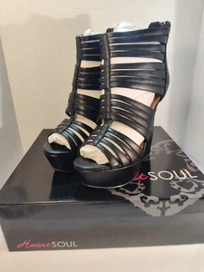 HeartSoul Womens Black Giovanna Wedge Various Sizes See Descript. - Picture 1 of 6