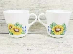 2 Corelle Corning SUNSATIONS Sunflower Mugs EUC Retired HTF USA Microwave OK  - Picture 1 of 3