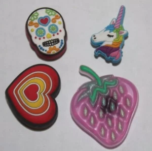 Crocs JIBBITZ Charms "Misc" Pack of 4 Heart Unicorn Strawberry Day of the Dead - Picture 1 of 9