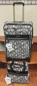 NEW SAMANTHA BROWN PYTHO 2 PC SET 26'/ METRO TOTE BLACK WHITE COLOR - Picture 1 of 12