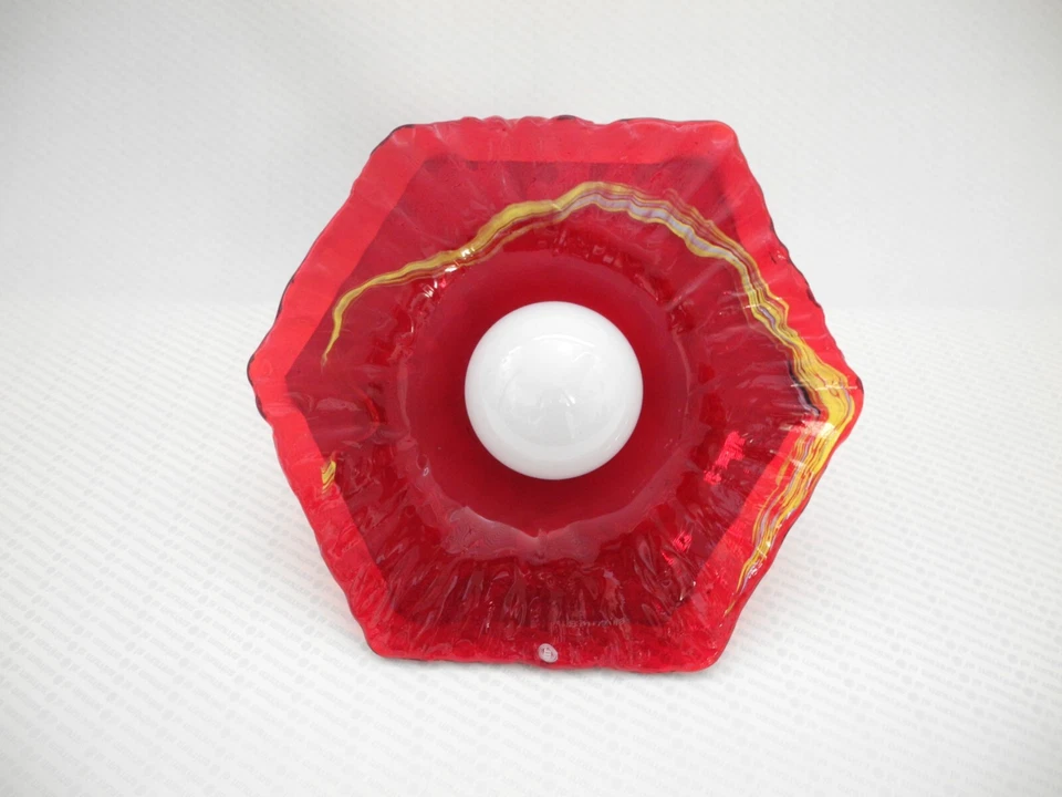 NEW SPOT FARETTO ESAGONALE INCASSO VETRO MURANO LAVORATO A MANO ROSSO Ø 25 CM - Immagine 1 di 1