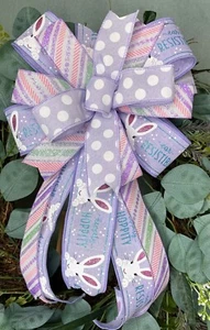 Spring Easter Bunny Basket Gift Lantern Mailbox Wreath Bow, Spring Easter Decor - Picture 1 of 7
