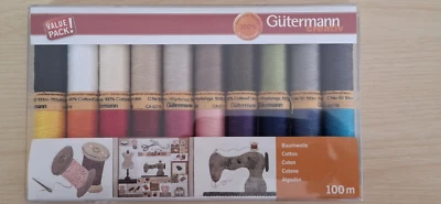 Gutermann 100% Cotton thread 20 x 100m 734520 - value pack - Image 1 of 3