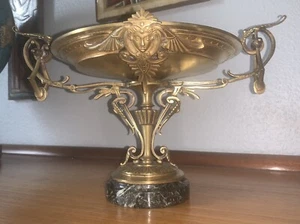 Superbe coupe centre de table néo-grec en bronze doré XIXe Ferdinand levillain?? - Foto 1 di 10