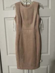 NWT Calvin Klein Women’s Sz 4 Blush Pink Faux Suede Sleeveless Sheath Dress $129 - Picture 1 of 5
