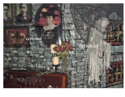DUNGEON BRICK WALL Scene Setter Halloween party Haunted House wall backdrop  - Image 1 of 4