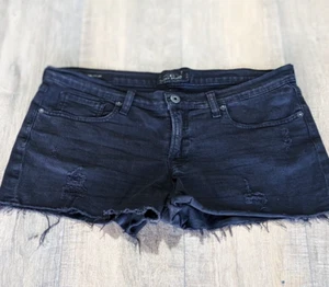 Lucky Brand Jeansshorts Damen 10 schwarz Mid Rise Denim Jeans Fransen Shortie Strand - Bild 1 von 10