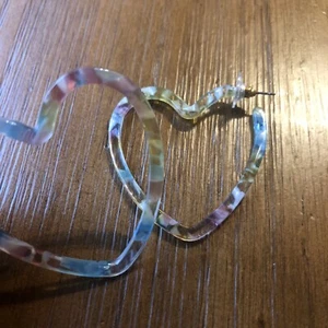 Pendientes de aro de corazón cáscara de acetato tortuga pasteles multicolores construcción colorida - Imagen 1 de 4
