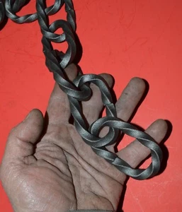 Lighting Lamp Mission Chain, Wrought Iron 5/16" Twisted 1 5/8" x 3 1/8" links    - Picture 1 of 10