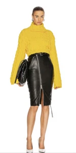 Balenciaga Leather Skirt Black  Zip / Lace Up! Sz 36IT $2300 - Picture 1 of 8