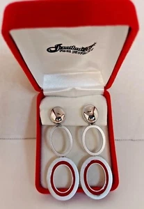 Pendientes de joyería fina Jonathan's plata y rojo de 2,5 pulgadas nuevos en caja - Imagen 1 de 2