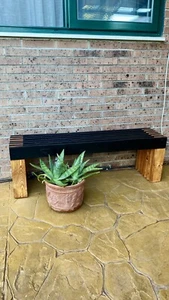 modern rustic wooden bench handmade - Imagen 1 de 5